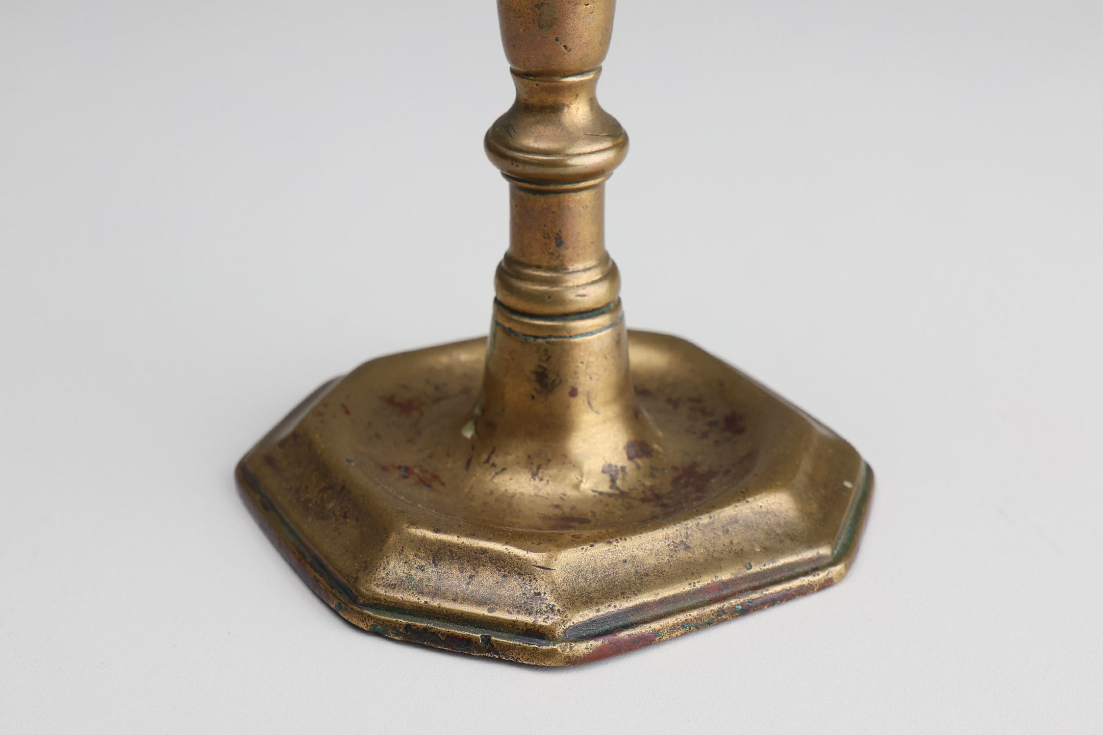 Antique French early 17th century haute epoque copper candlestick thumbnail